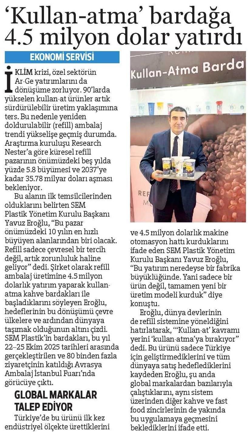 “Kullan-atma” dönemi başlıyor: Bardaklara 4,5 milyon dolarlık yatırım