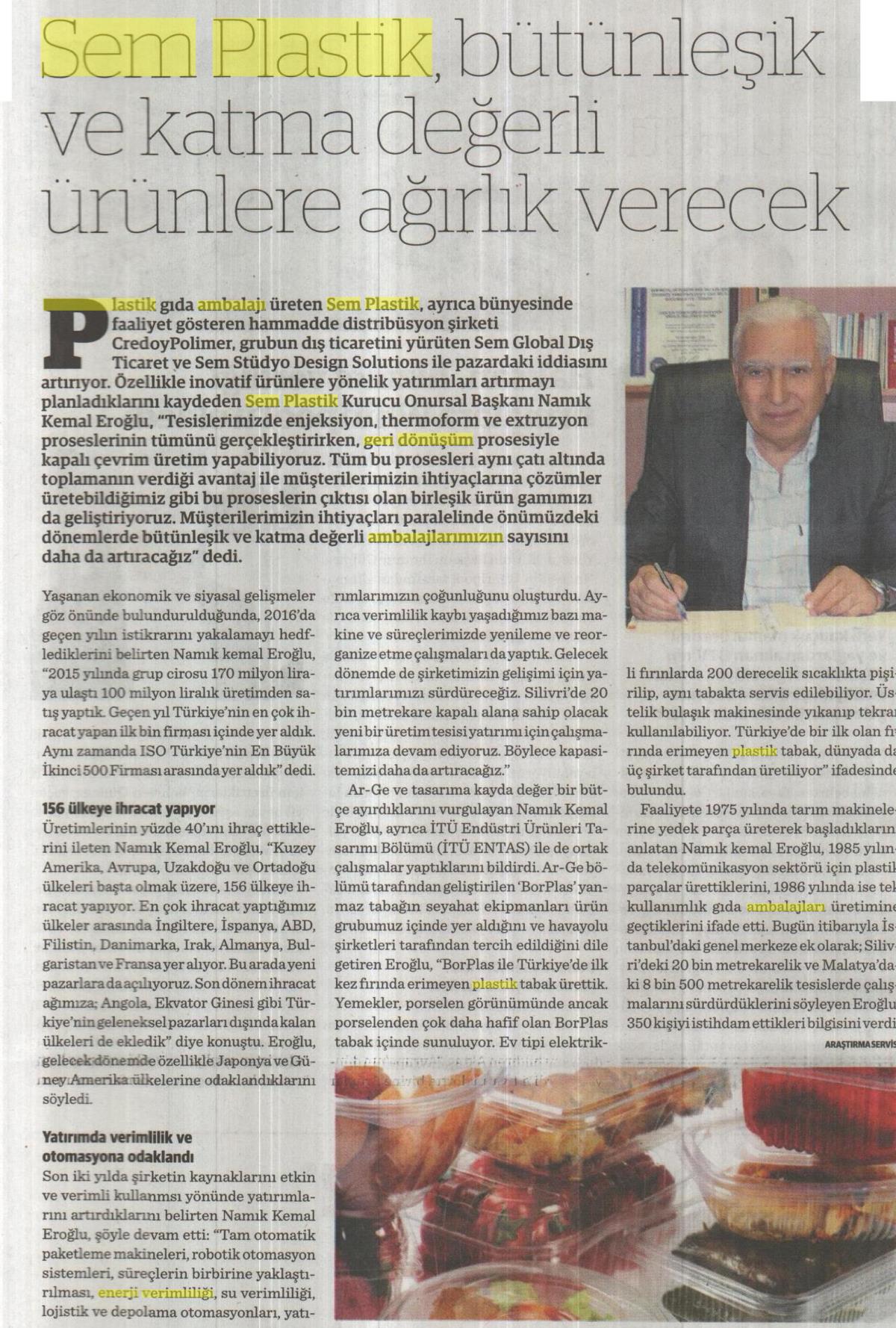 Sem Plastik, Bütünleşik ve Katma Değerli Ürünlere Ağırlık Verecek 