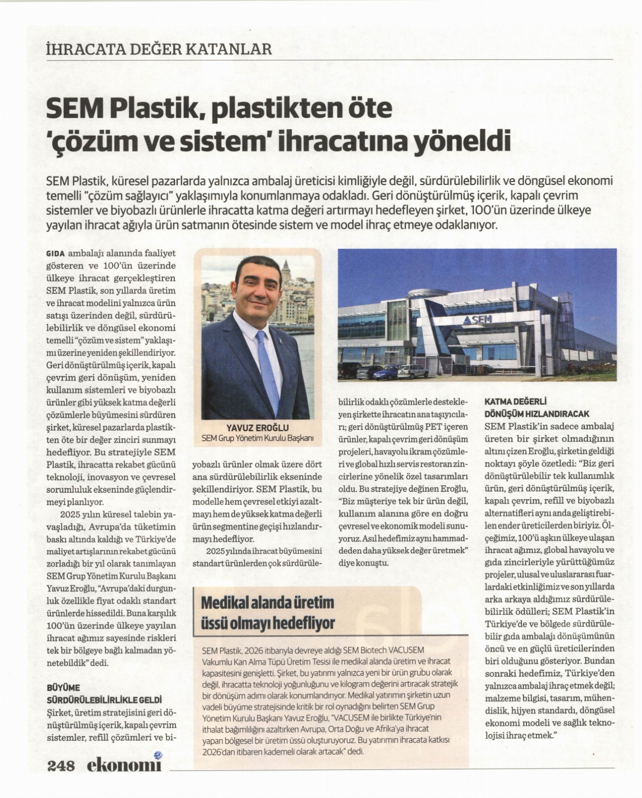 SEM Plastik, Plastikten Öte “Çözüm ve Sistem” İhracatına Yöneldi